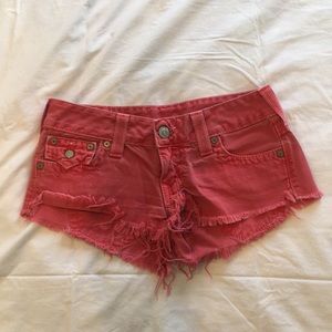 True Religion red Joey cut off shorts